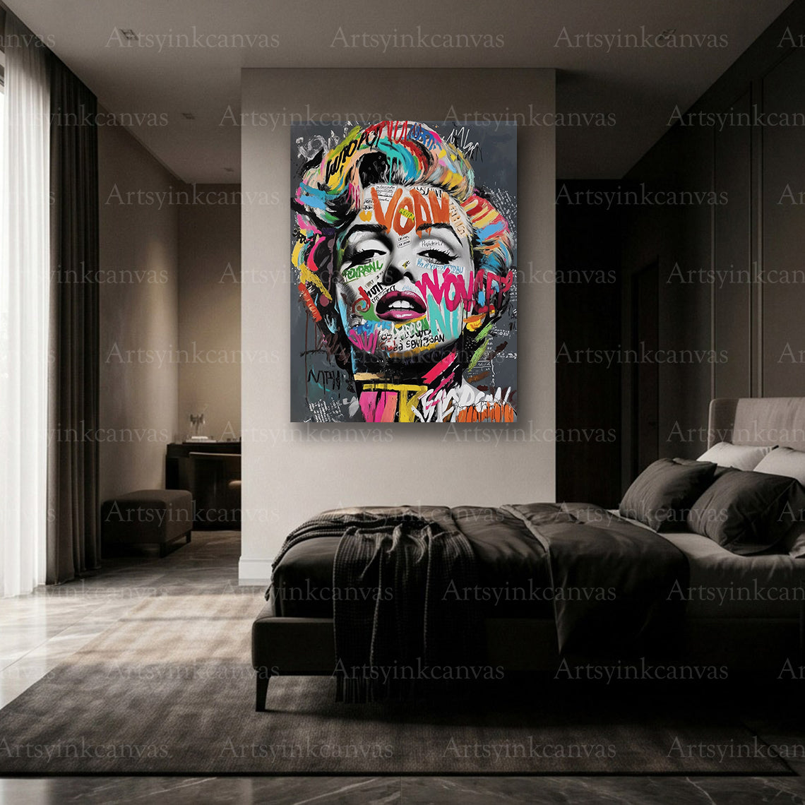 Marilyn Monroe Silver Screen Muse canvas wall art made in USA by ArtsyInkCanvas
