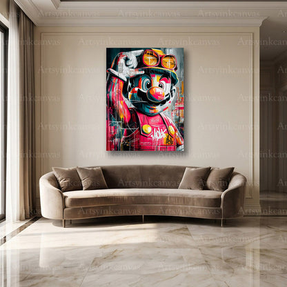 Mario Builder character street art wall decor