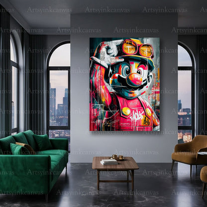 Mario gaming character urban canvas art