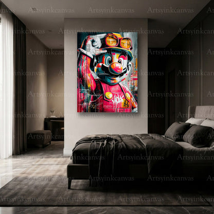 Premium Mario Builder graffiti gaming wall art