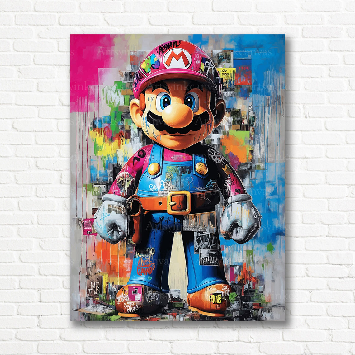Mario Power-Up graffiti wall art for modern gaming rooms