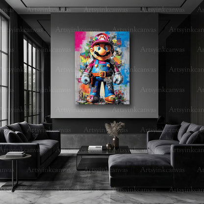 Mario gaming wall art gift for Nintendo and video game fans