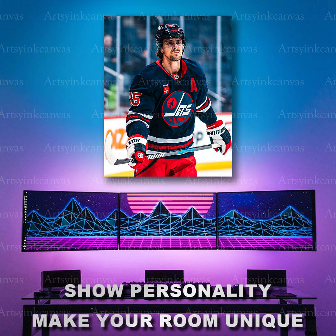 Winnipeg Jets star on ice artwork