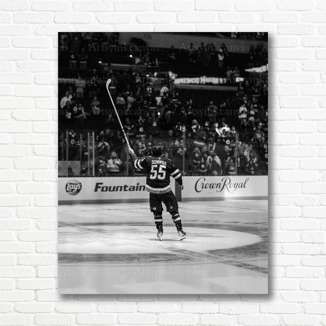 Mark Scheifele B&W Winnipeg Jets canvas print