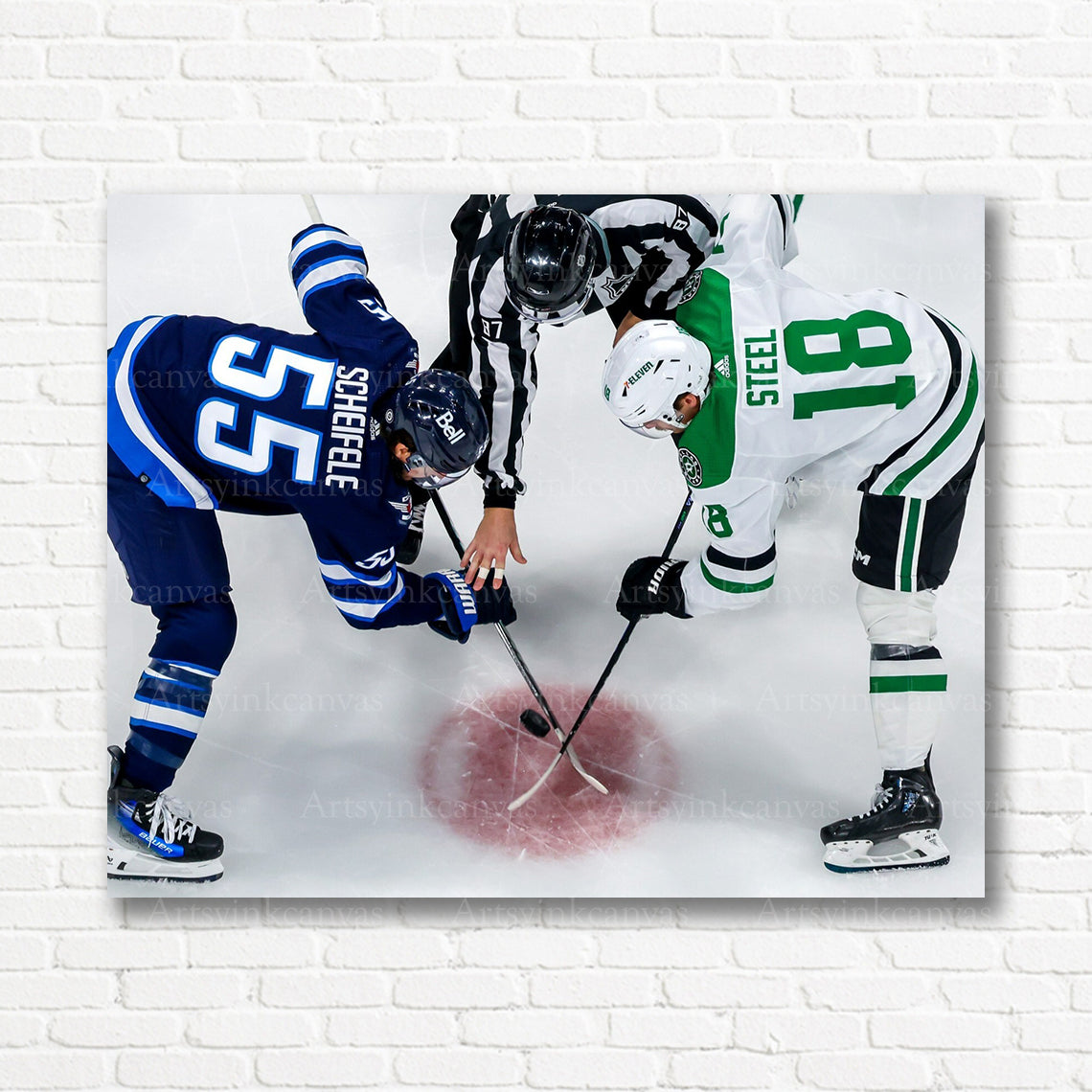 Mark Scheifele Sam Steel NHL faceoff canvas print