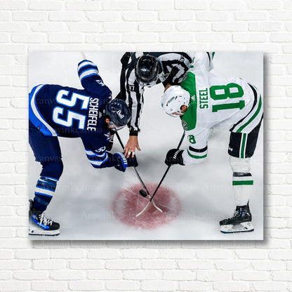 Mark Scheifele Sam Steel NHL faceoff canvas print