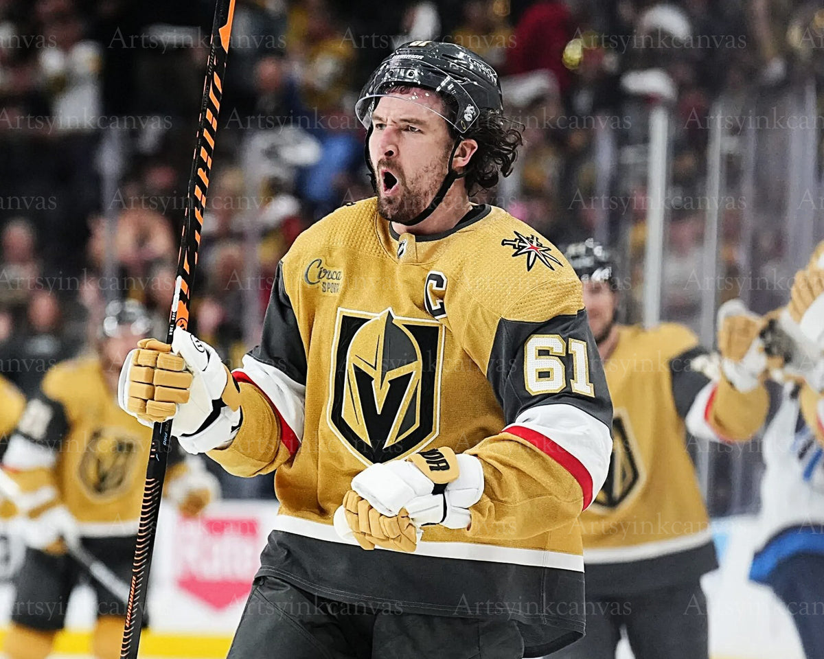 Mark Stone goal celebration Vegas Golden Knights canvas wall art