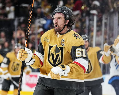 Mark Stone goal celebration Vegas Golden Knights canvas wall art