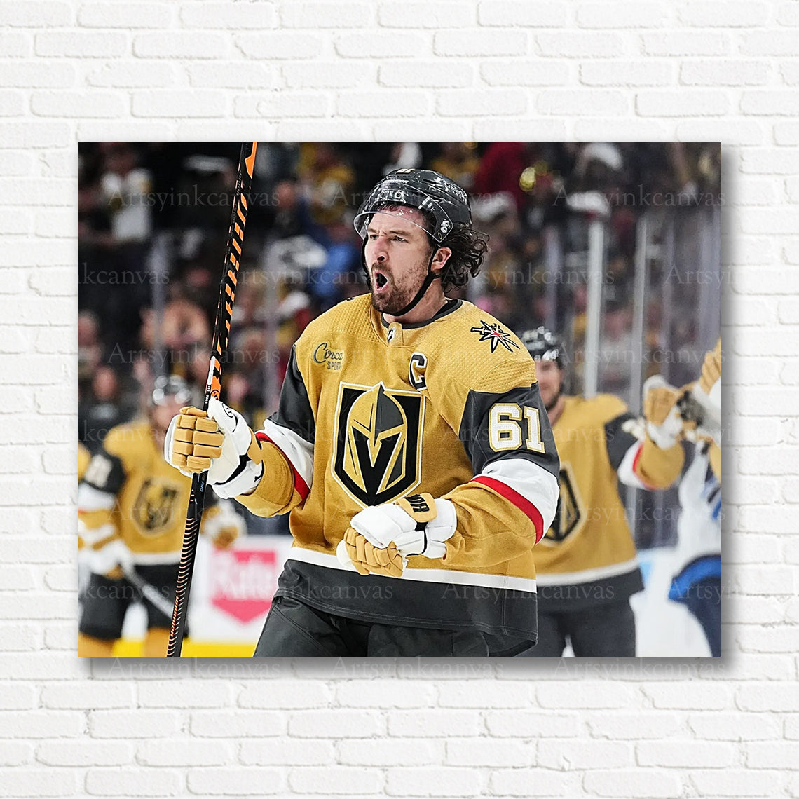 Mark Stone celebration canvas print