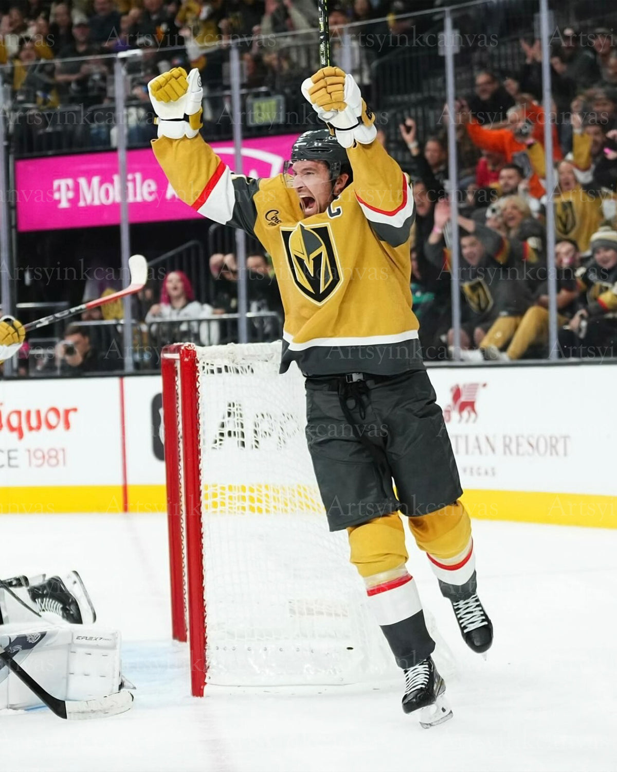 Mark Stone goal celebration Vegas Golden Knights canvas wall art
