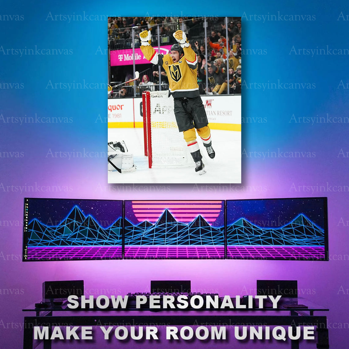Mark Stone Vegas Golden Knights goal celebration canvas print