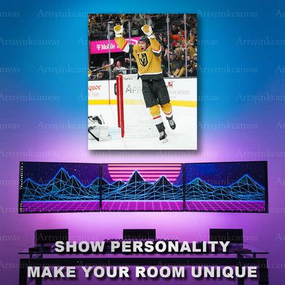 Mark Stone Vegas Golden Knights goal celebration canvas print