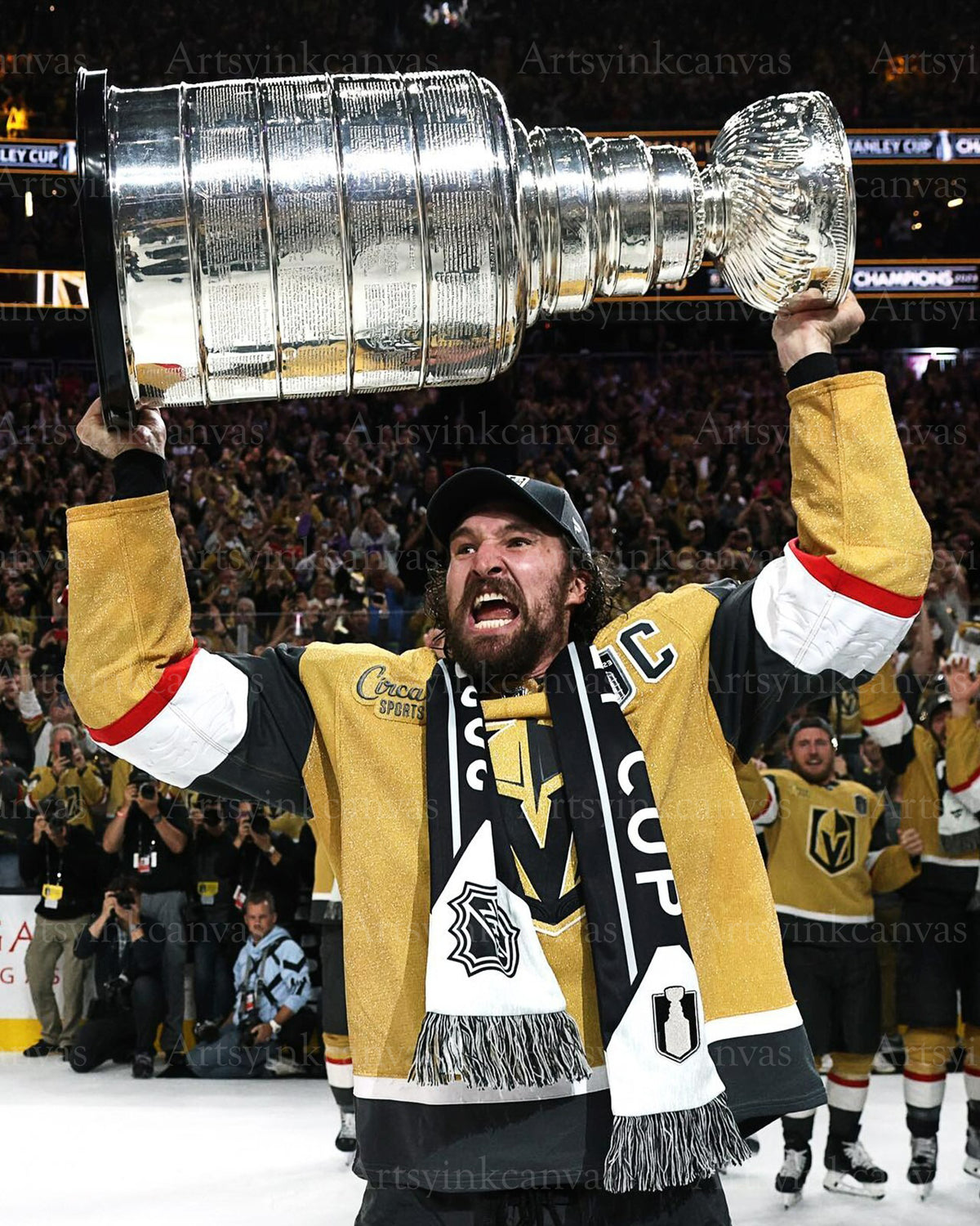 Mark Stone lifting the Stanley Cup canvas wall art