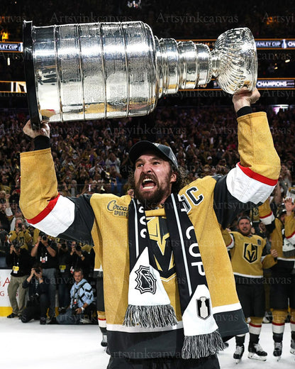 Mark Stone lifting the Stanley Cup canvas wall art
