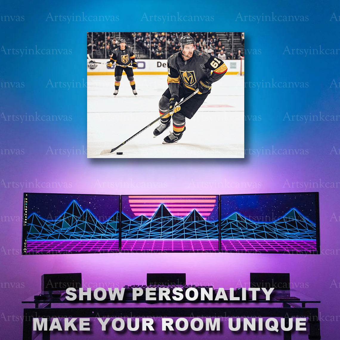 Vegas Golden Knights Mark Stone skating artwork