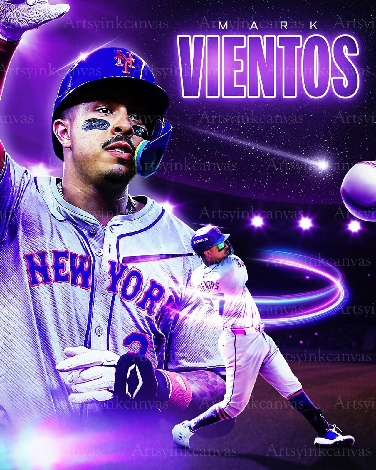 Mark Vientos player collage New York Mets canvas wall art