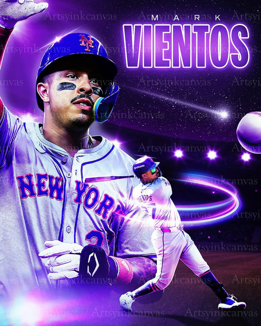 Mark Vientos player collage New York Mets canvas wall art