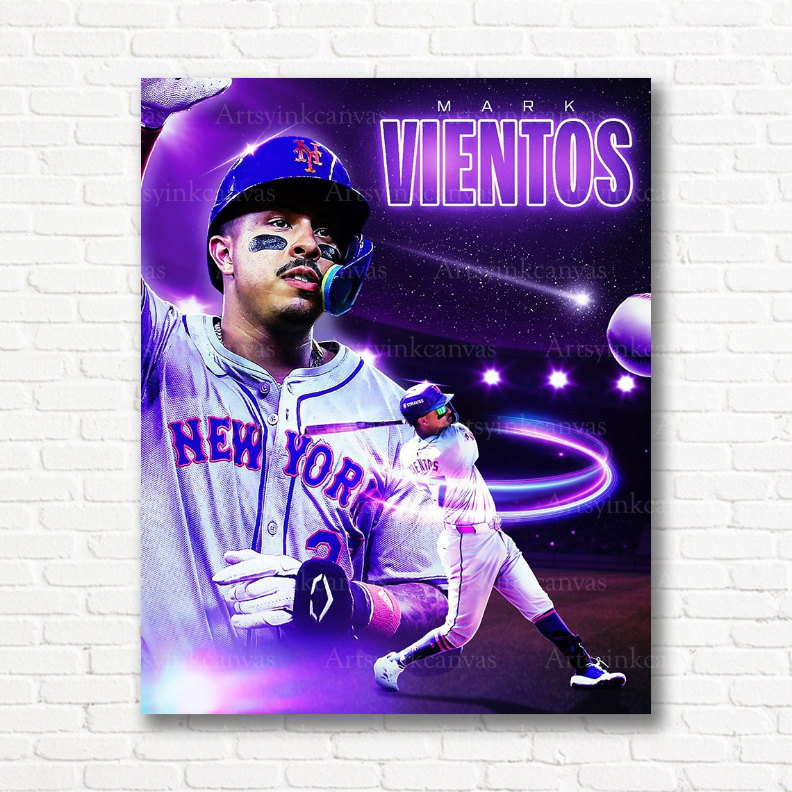 Mark Vientos Mets baseball collage canvas print