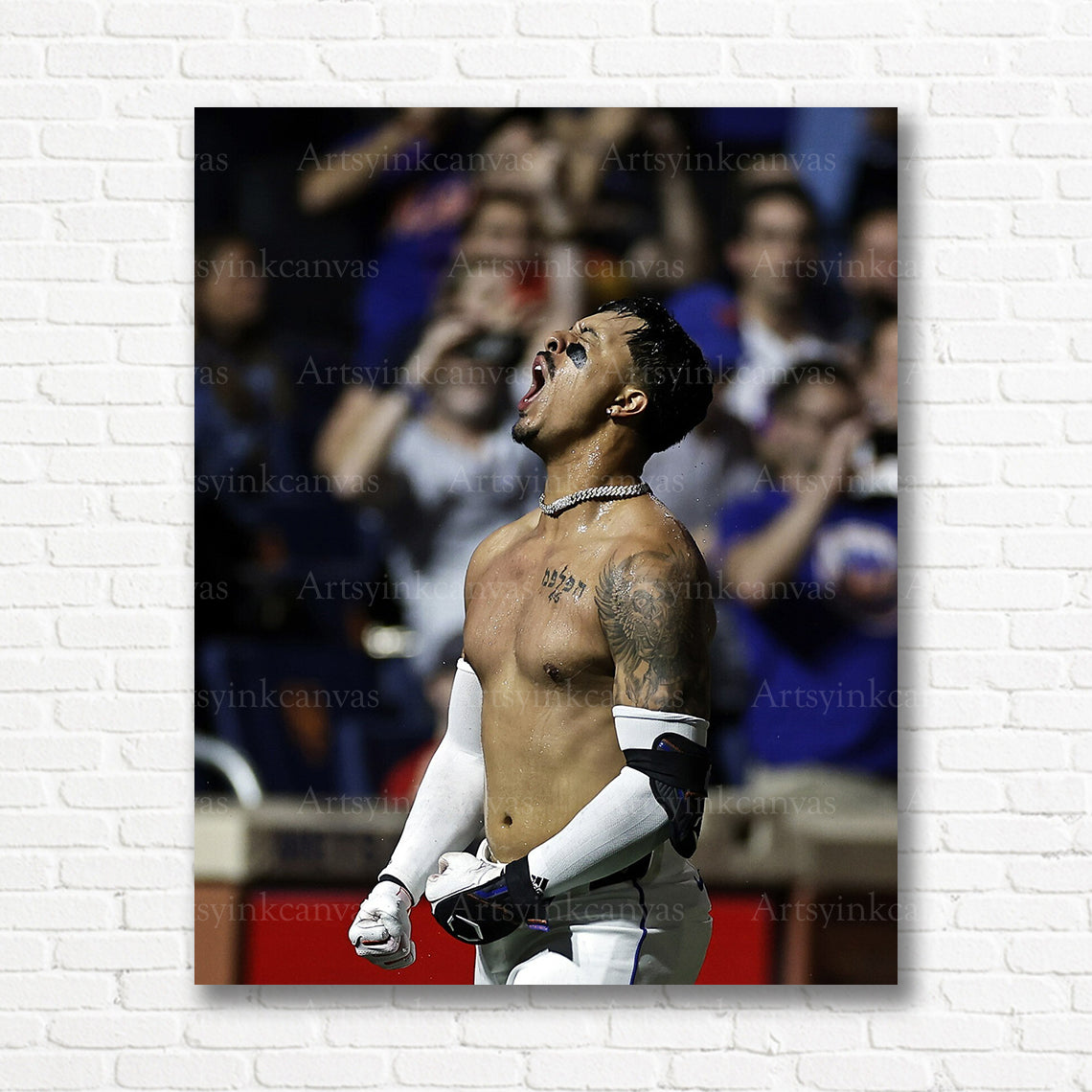 Mark Vientos Mets emotional celebration canvas print