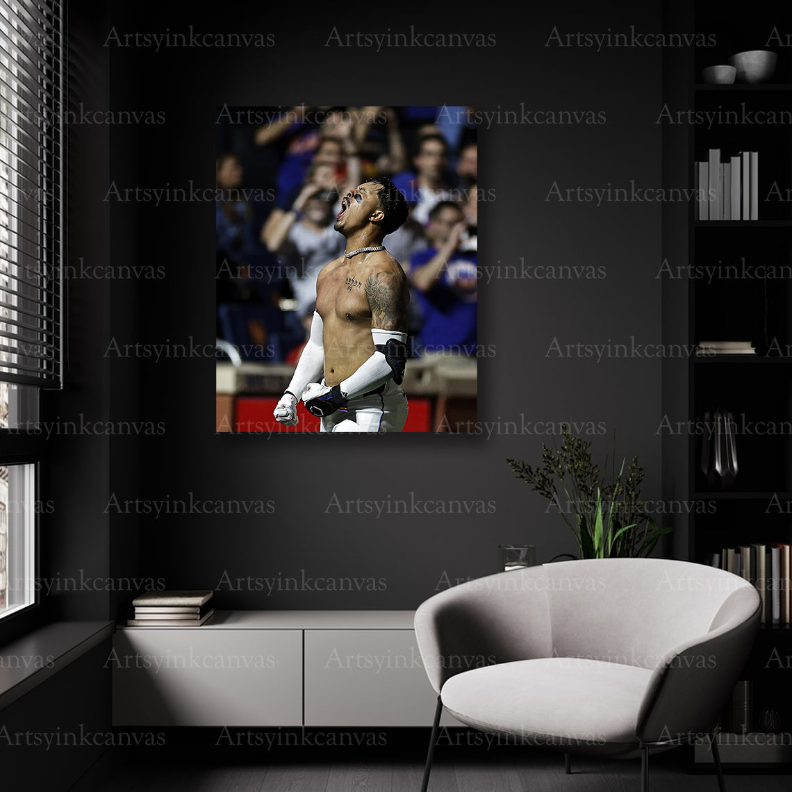 New York Mets player screaming wall decor