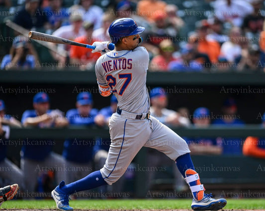 Mark Vientos swing action New York Mets canvas wall art