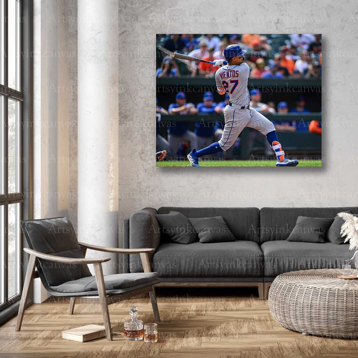 New York Mets player swing wall decor