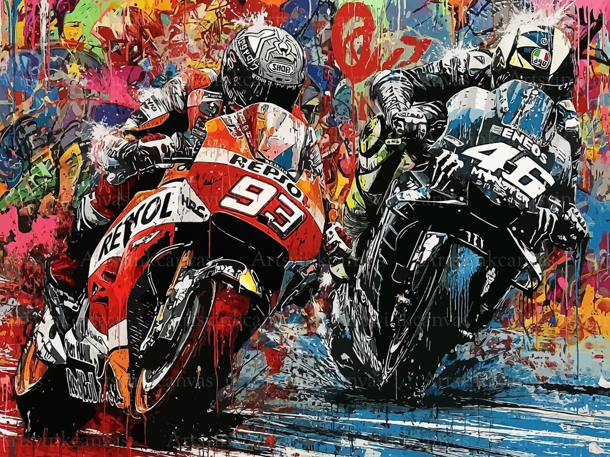 Márquez vs Rossi canvas wall art