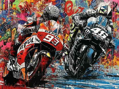 Márquez vs Rossi canvas wall art