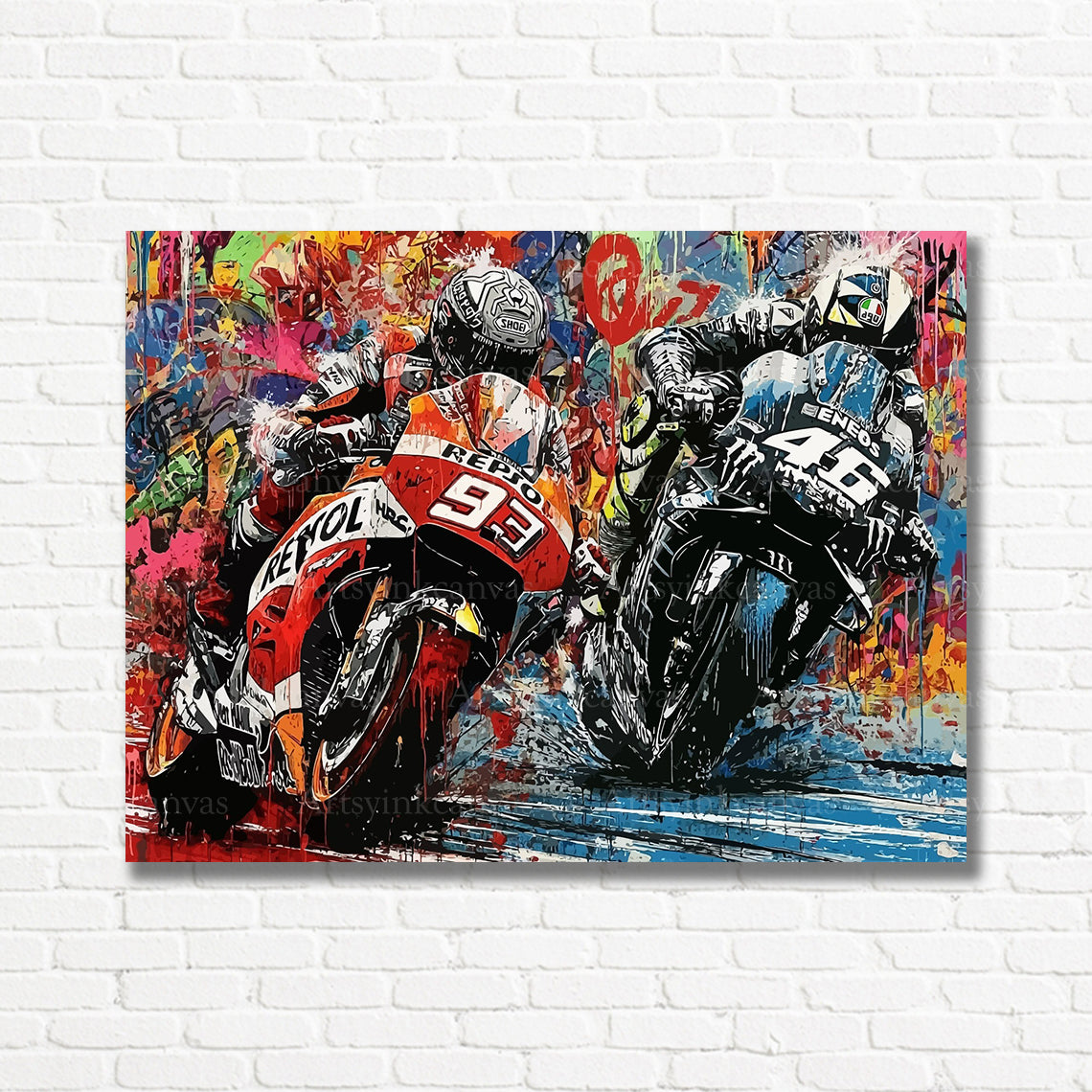Marc Márquez Valentino Rossi MotoGP canvas print