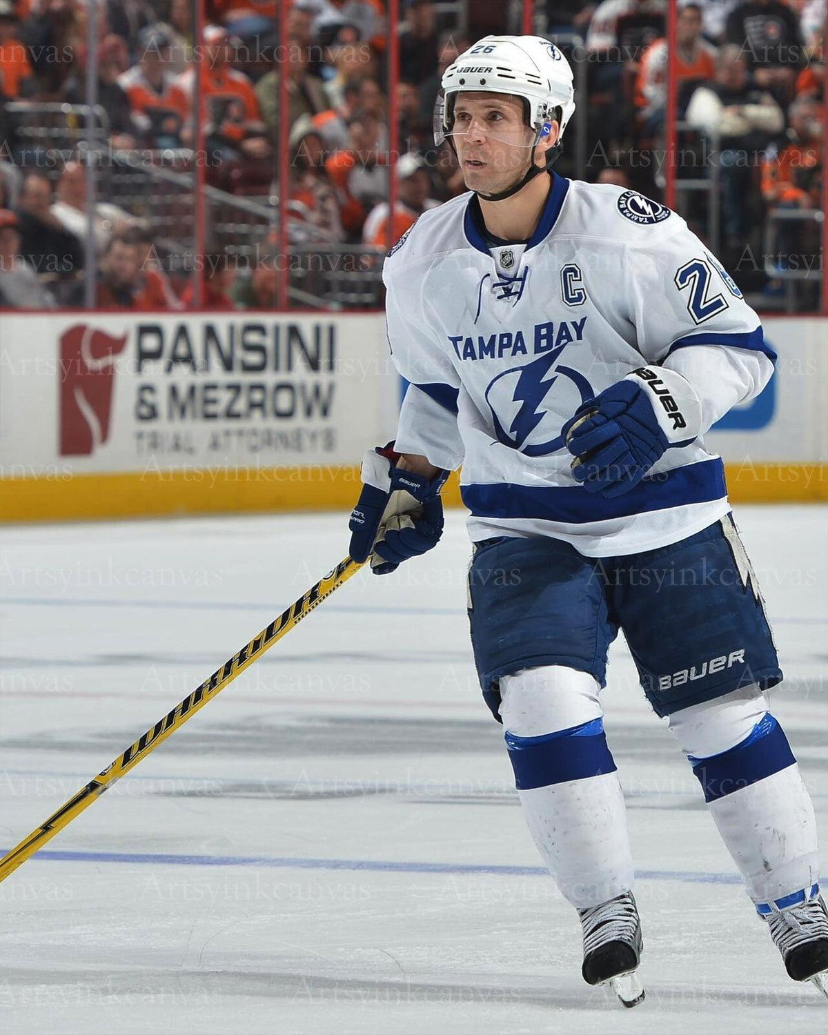 Martin St Louis on ice action Tampa Bay Lightning canvas wall art