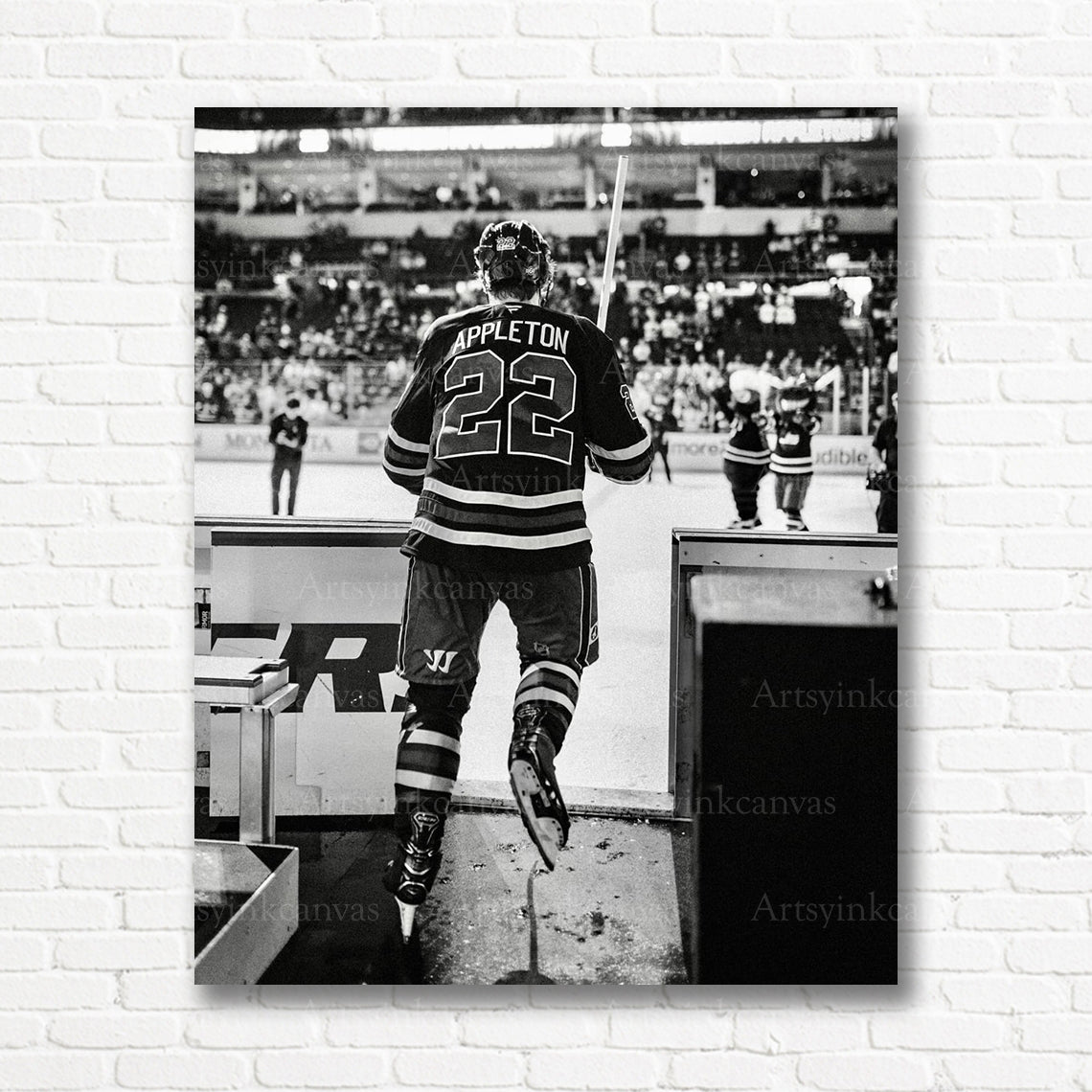 Mason Appleton B&W Winnipeg Jets canvas print