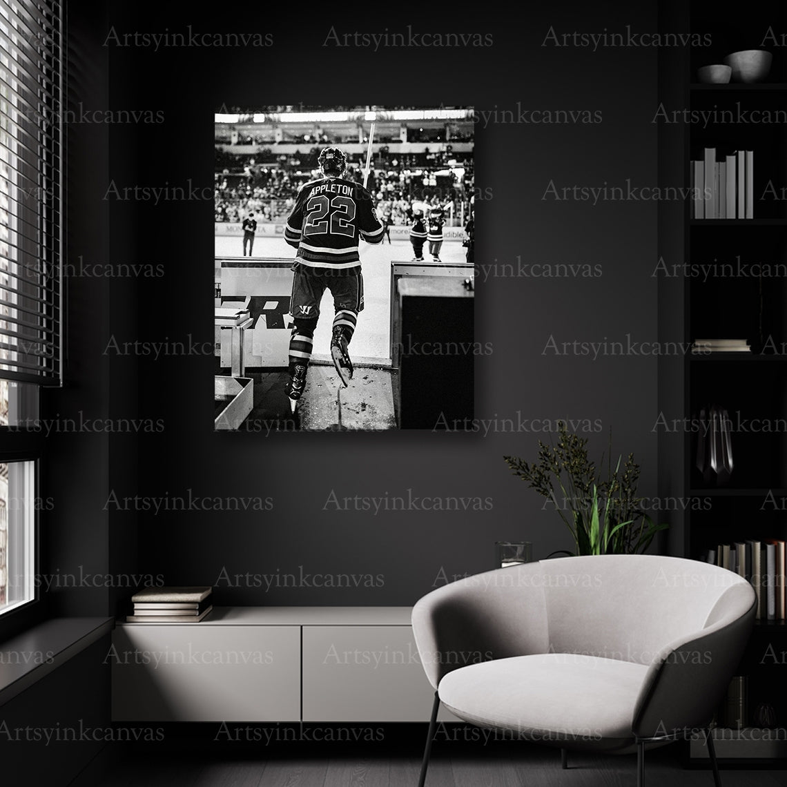 Mason Appleton black and white hockey wall decor