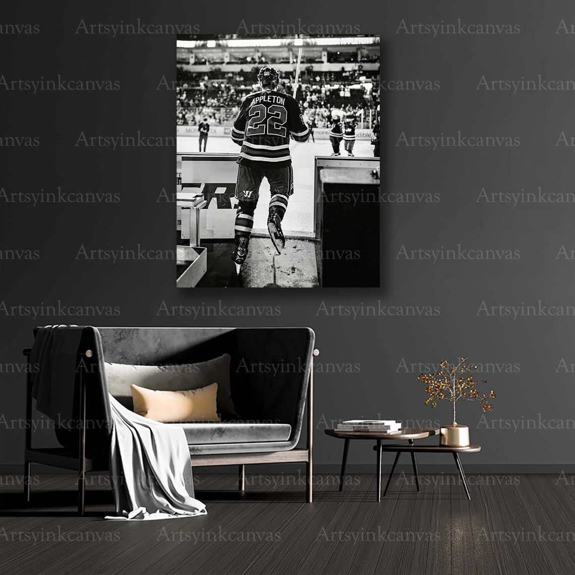 Winnipeg Jets collector black and white canvas art