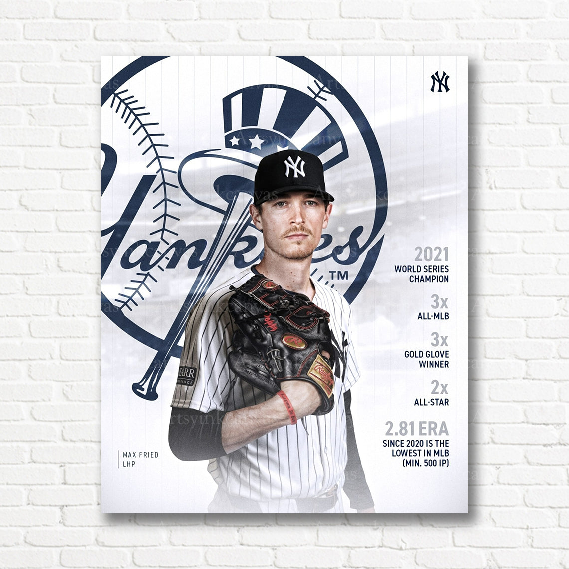 Max Fried Yankees career collage canvas print