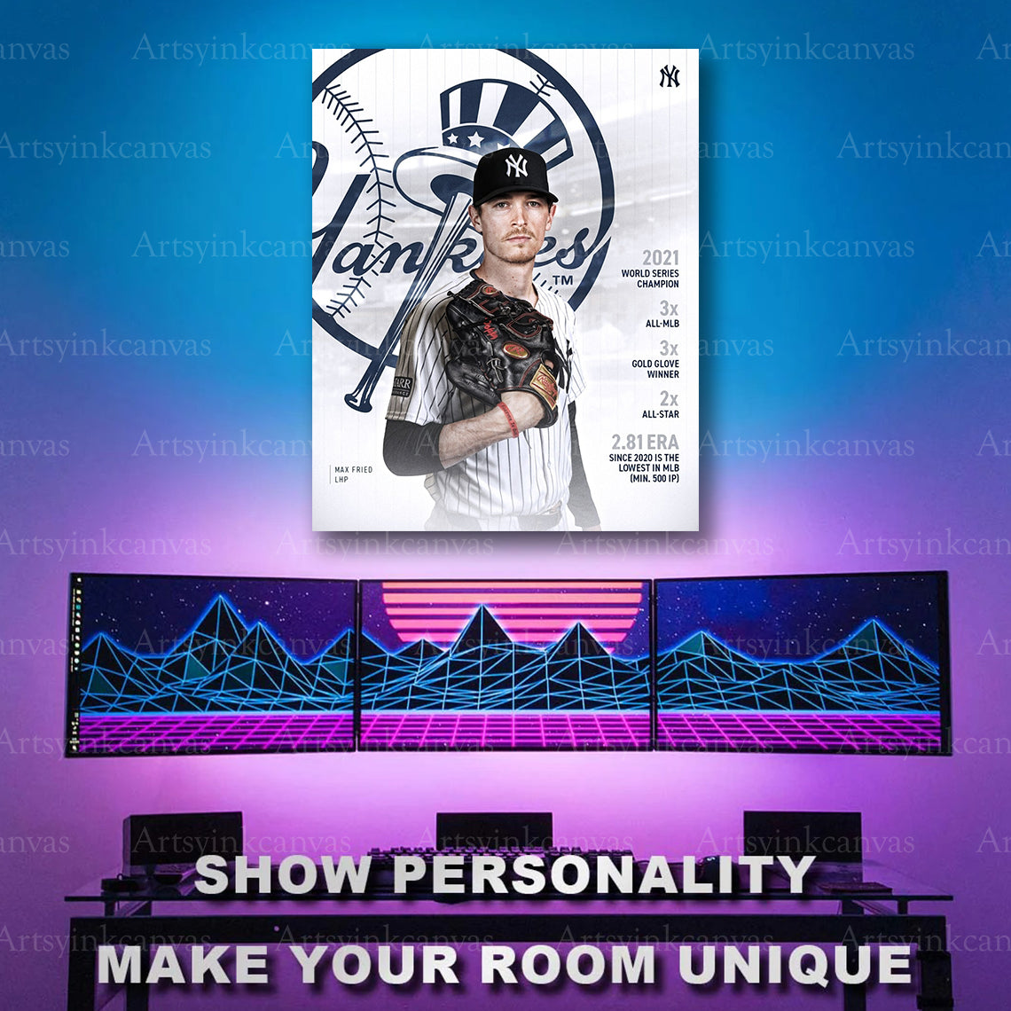 Max Fried baseball pitcher career artwork