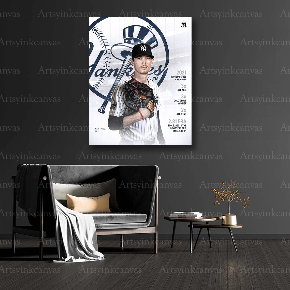 Max Fried collector baseball canvas