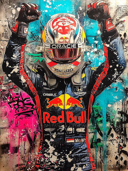 Max Verstappen Formula 1 graffiti canvas wall art