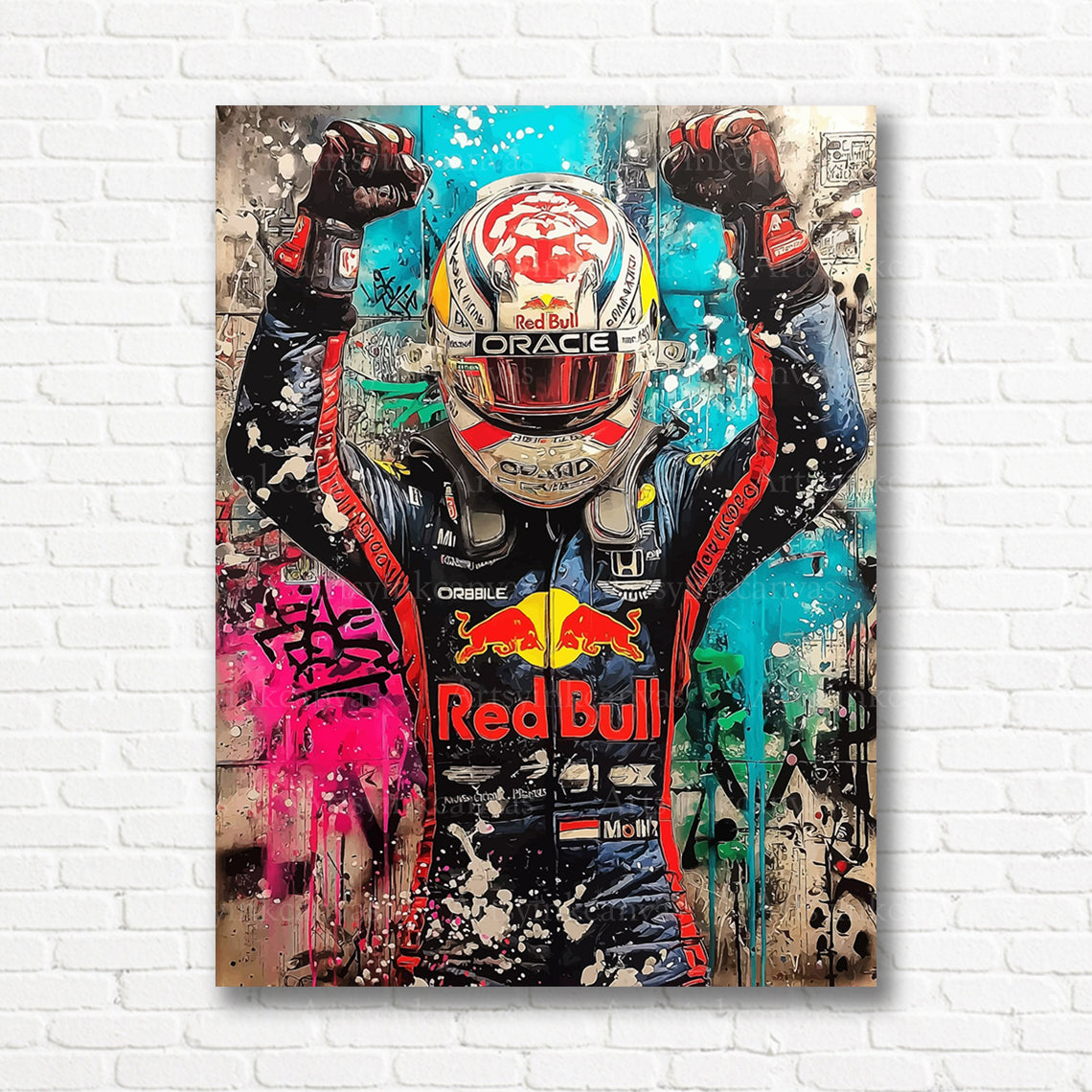 Max Verstappen F1 racing graffiti canvas print
