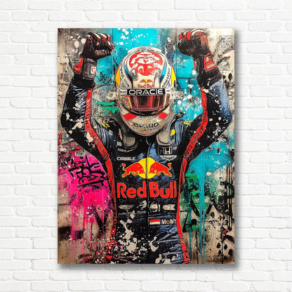 Max Verstappen F1 racing graffiti canvas print