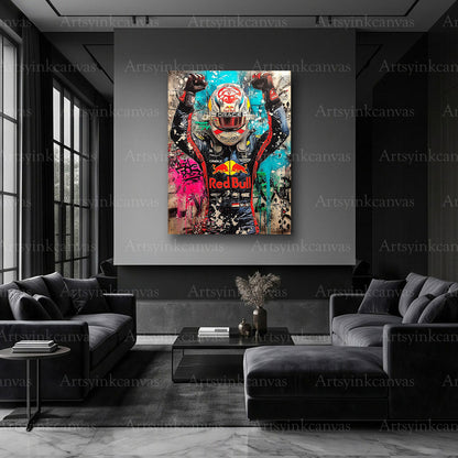 Max Verstappen Formula One street art artwork