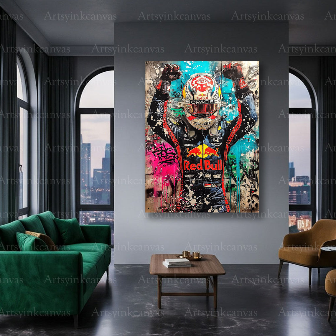 Max Verstappen racing driver urban canvas art