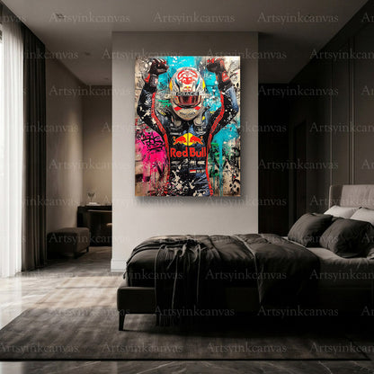 Premium Max Verstappen F1 graffiti wall art