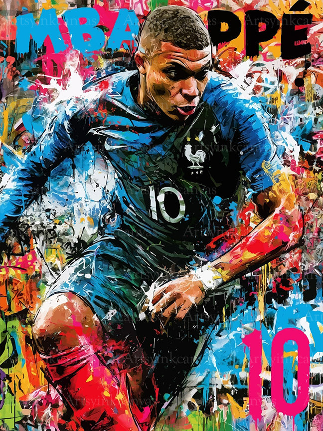 Mbappé graffiti canvas wall art