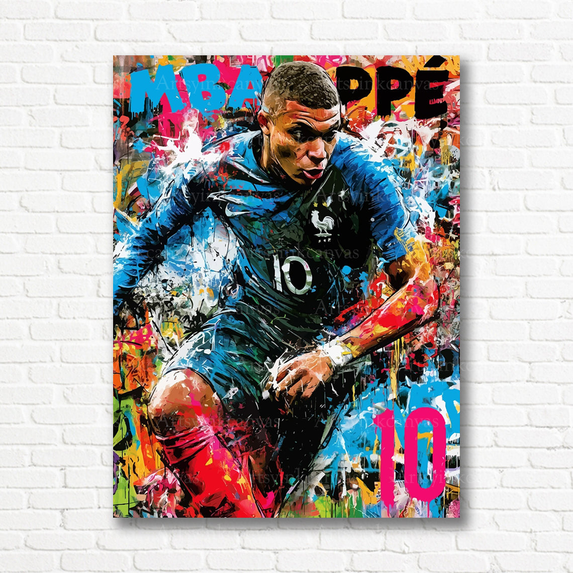 Kylian Mbappé graffiti canvas print