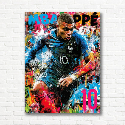 Kylian Mbappé graffiti canvas print