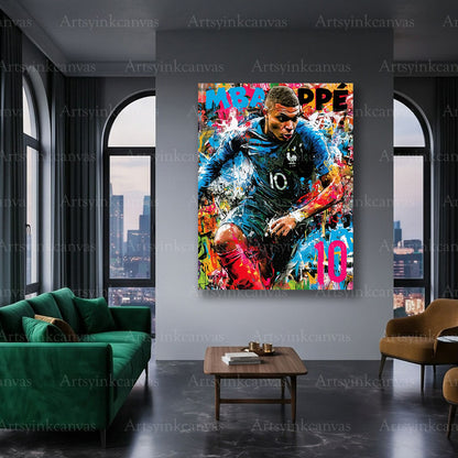 Kylian Mbappé football canvas art