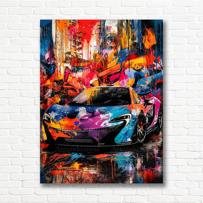 McLaren P1 supercar graffiti canvas print