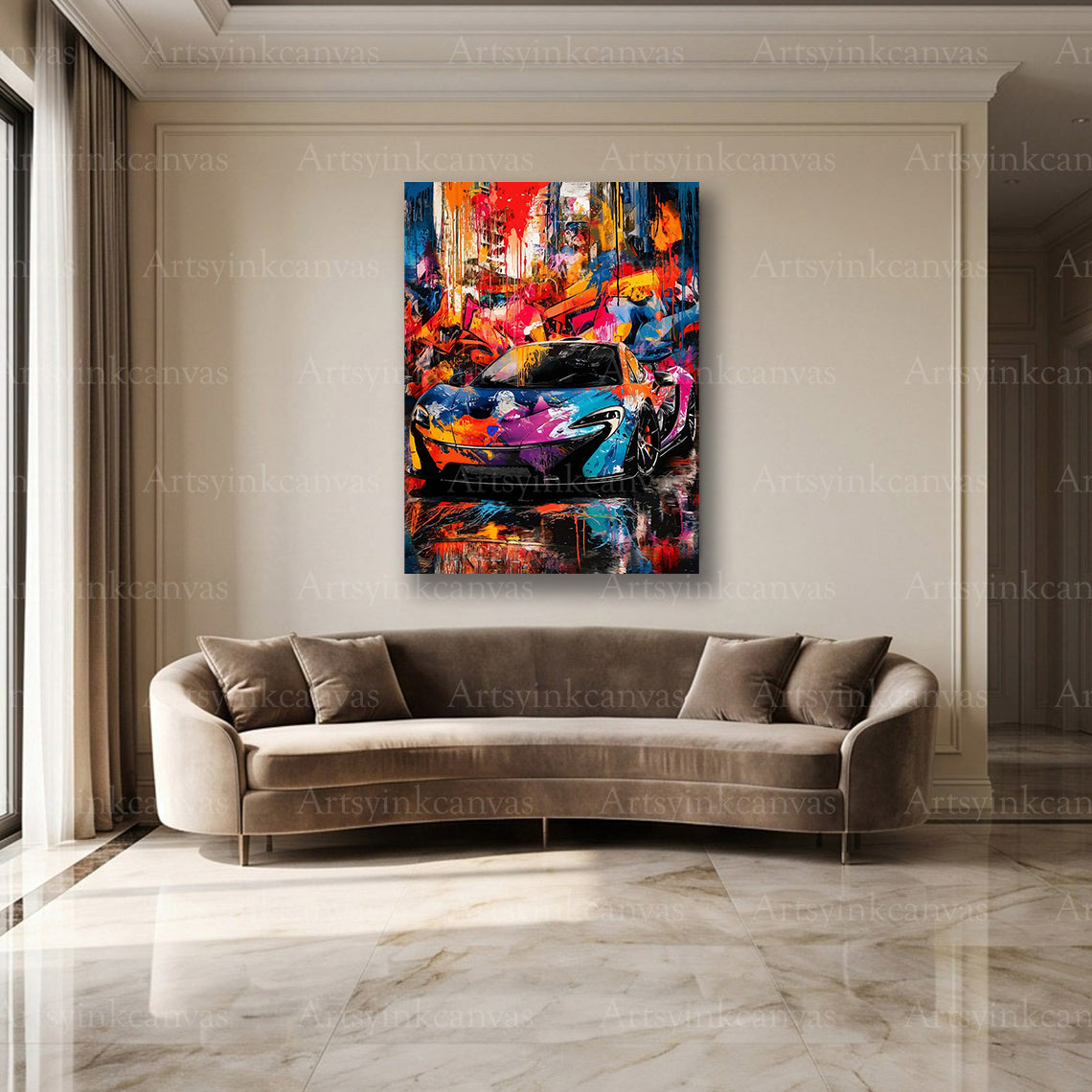 McLaren P1 hypercar street art wall decor