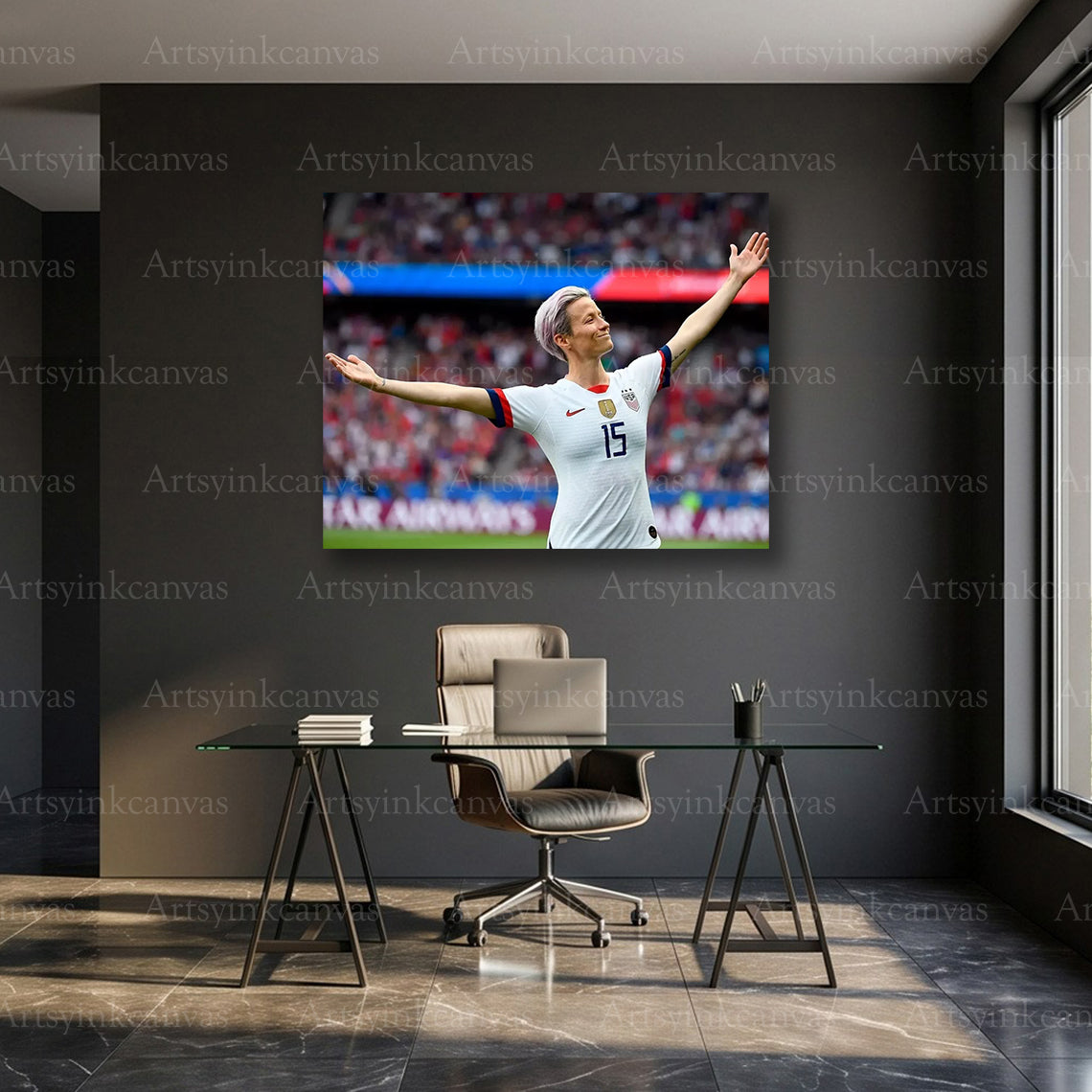 Megan Rapinoe Soccer Canvas Wall Art – USA Women’s Football Legend Decor