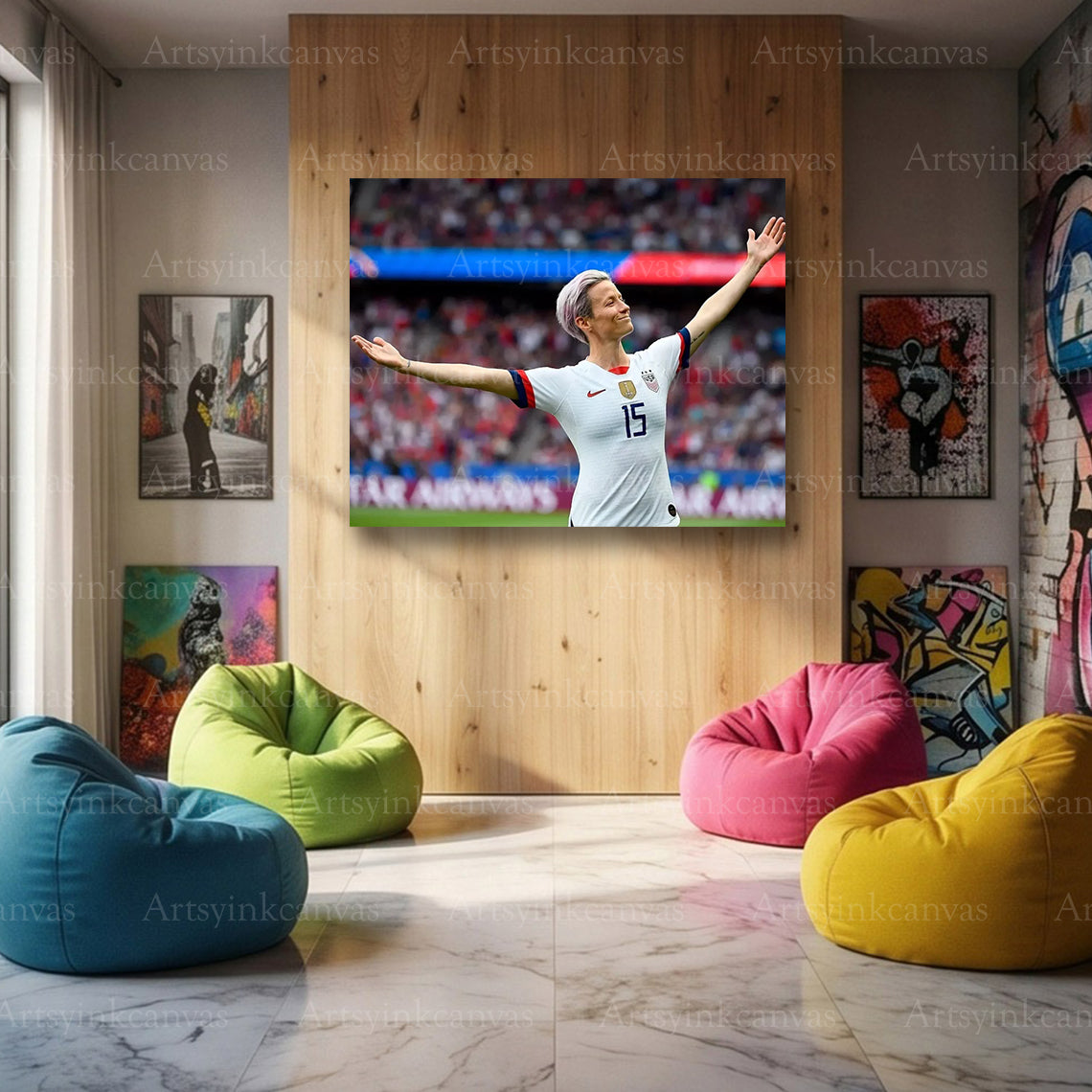 Megan Rapinoe Soccer Canvas Wall Art – USA Women’s Football Legend Decor